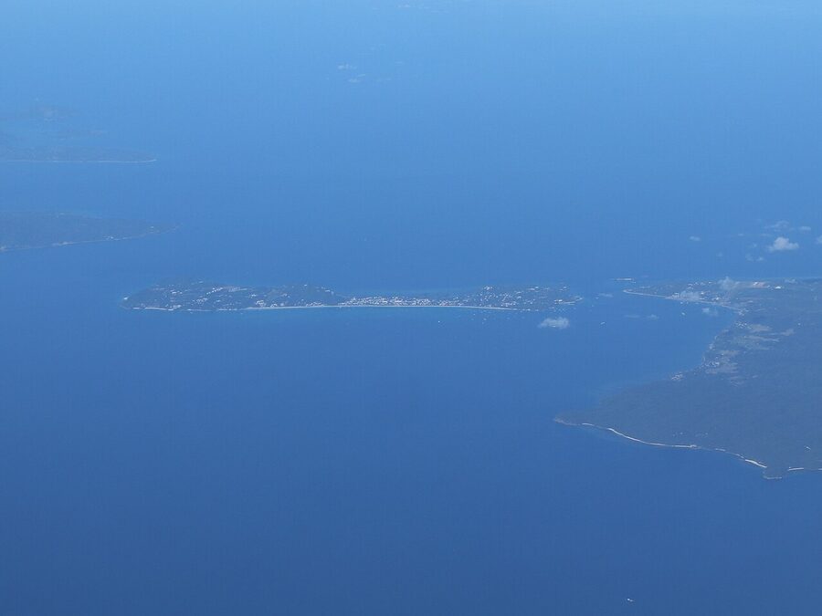 Boracay island from above showing Mt Luho viewpoint and beaches
