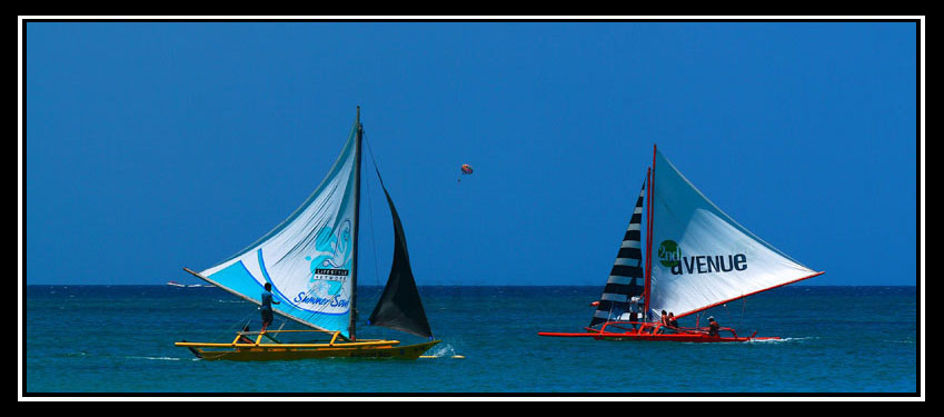 Boracay paraw sailboats on the beach