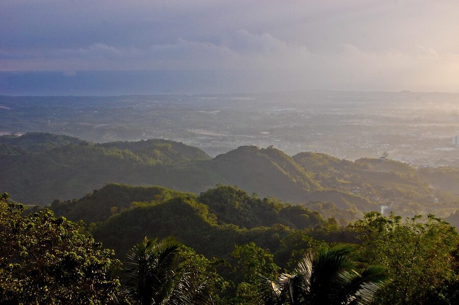 Cebu mountains and ocean at sunrise
