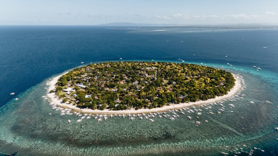 Mactan Island aerial showing resort coastline