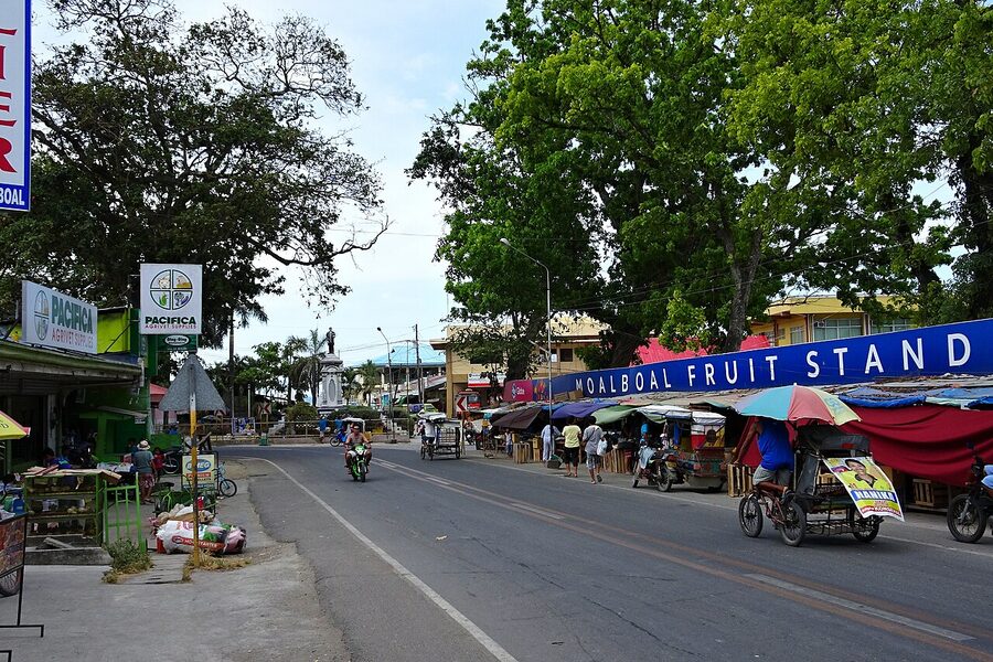 Moalboal coastline with traditional boats