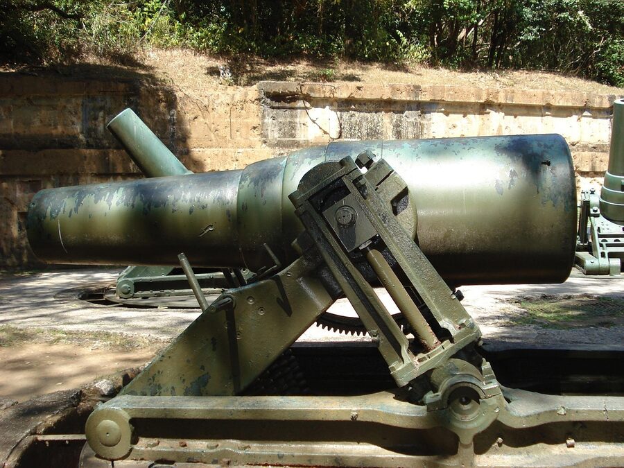 Vintage WWII artillery cannon at Corregidor Island Philippines