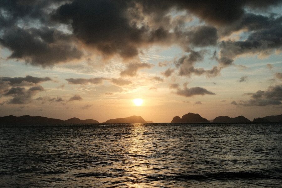 Sunset over El Nido islands from Corong-Corong