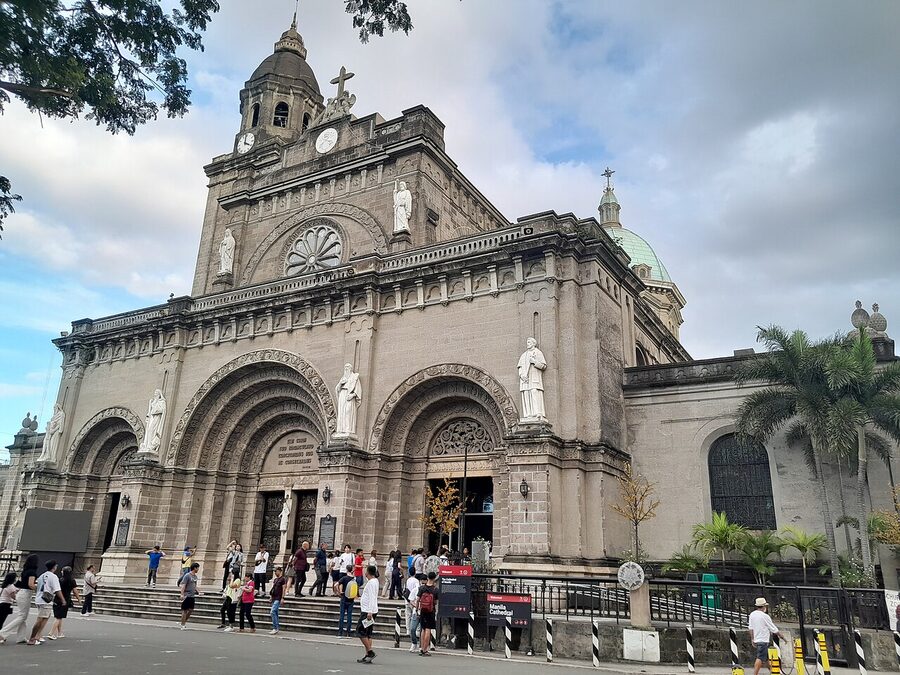 Manila Cathedral facade in Intramuros