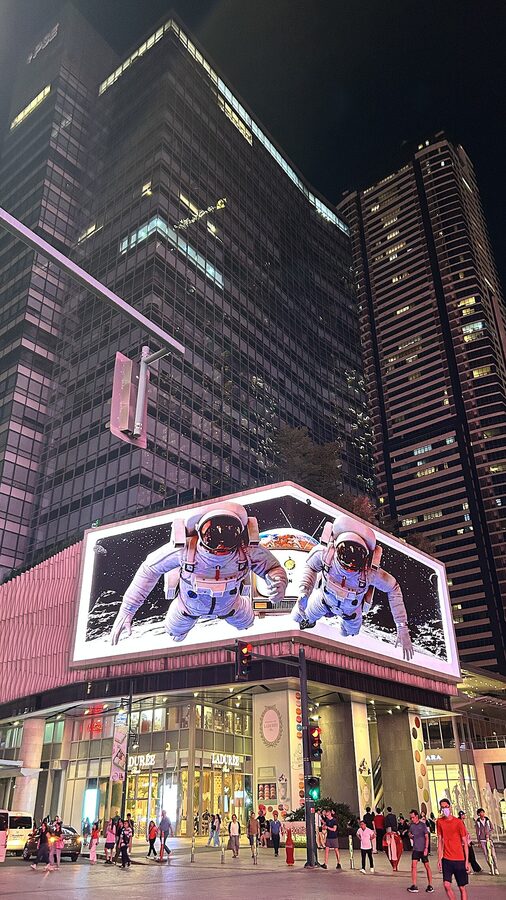 Bonifacio Global City skyline at night with illuminated office towers