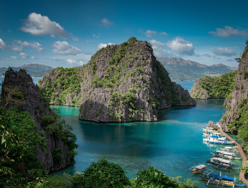 Coron Island turquoise waters and limestone rock formations Palawan Philippines