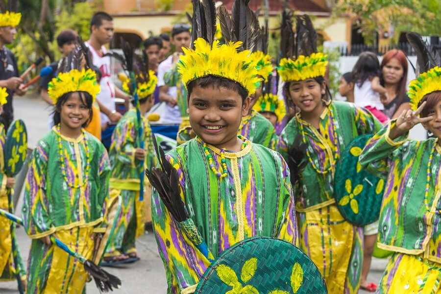 Sinulog Festival street dancers in colorful costumes in Cebu