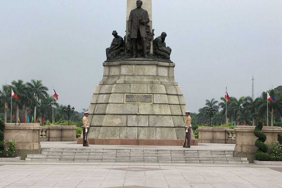 Rizal Monument with honour guards in Rizal Park near Intramuros Manila