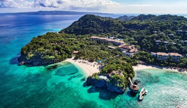 Shangri-La Boracay aerial view of resort beach and headland