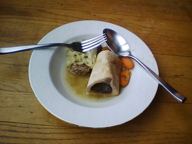 Bulalo bone marrow Filipino beef soup served with vegetables