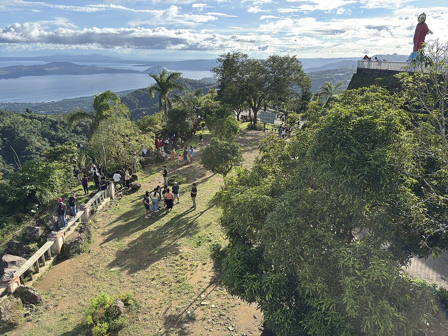 Peoples Park in the Sky in Tagaytay with statue and Taal Lake panorama