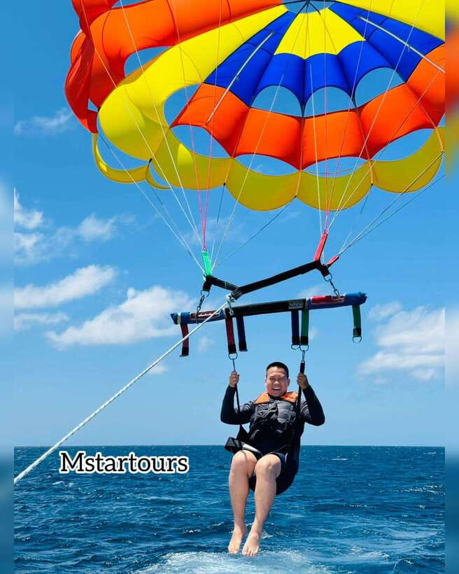 Boracay Parasailing 360• Insta - Leaving the beach behind by boat