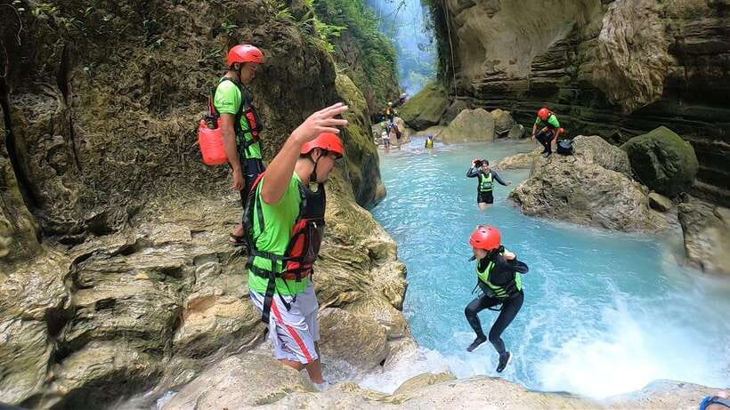 Cebu: Moalboal Sardines Run Snorkel & Kawasan Canyoneering - Kawasan Falls turns a walk into an adventure