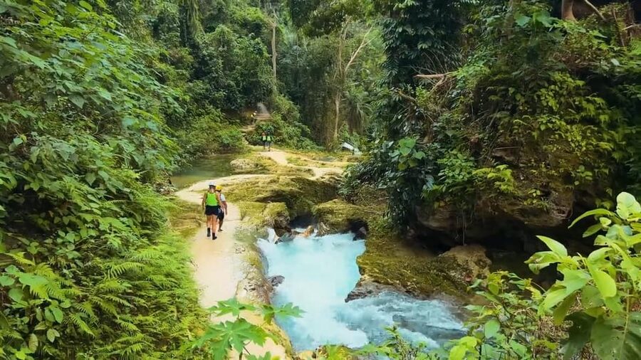 Cebu:Oslob Whale Shark Swimming & Kawasan Falls Canyoneering - Reaching Kawasan Falls after the jumps